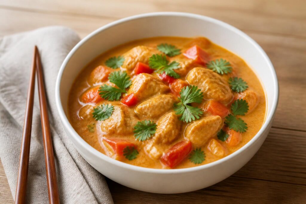 découvrez une recette asiatique facile pour sublimer le poulet au curry et lait de coco, alliant saveurs exotiques et simplicité en cuisine.