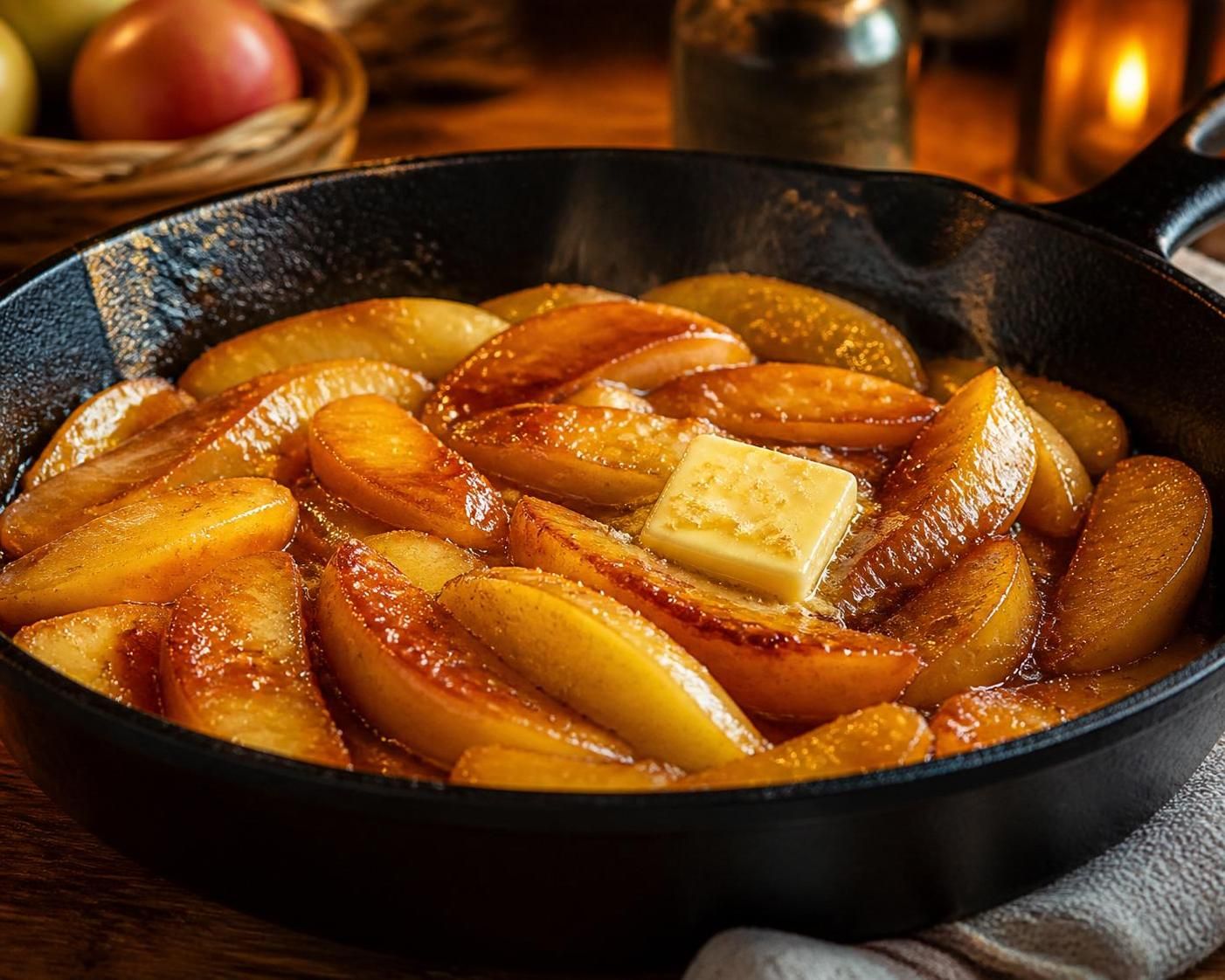 découvrez l'astuce simple et rapide pour préparer des pommes à la poêle fondantes, parfaites pour des desserts délicieux en quelques minutes seulement.