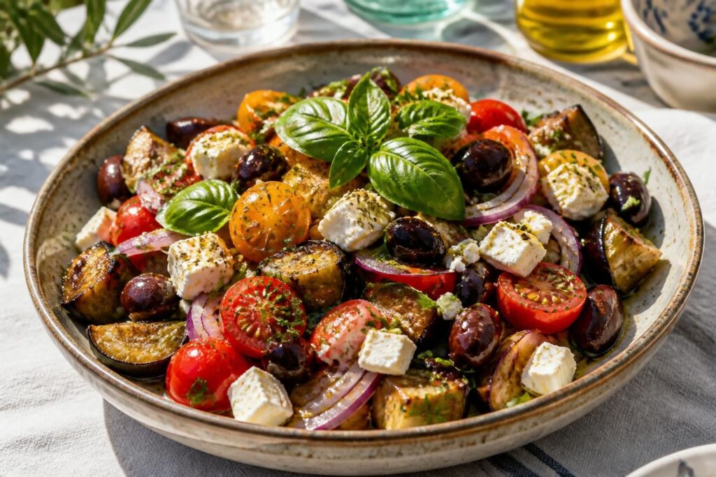 découvrez la salade d'aubergine grecque, une recette méditerranéenne rafraîchissante et saine, parfaite pour vos repas d'été.