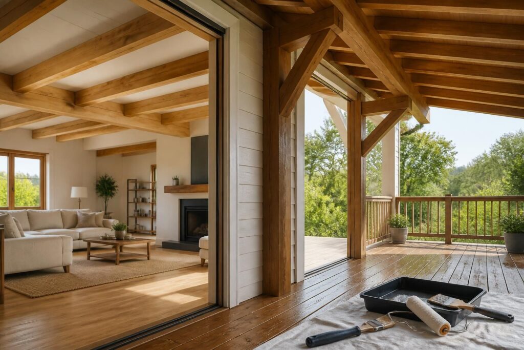 découvrez nos conseils pour peindre vos poutres en bois, à l'intérieur comme à l'extérieur, et obtenir un résultat parfait et durable.