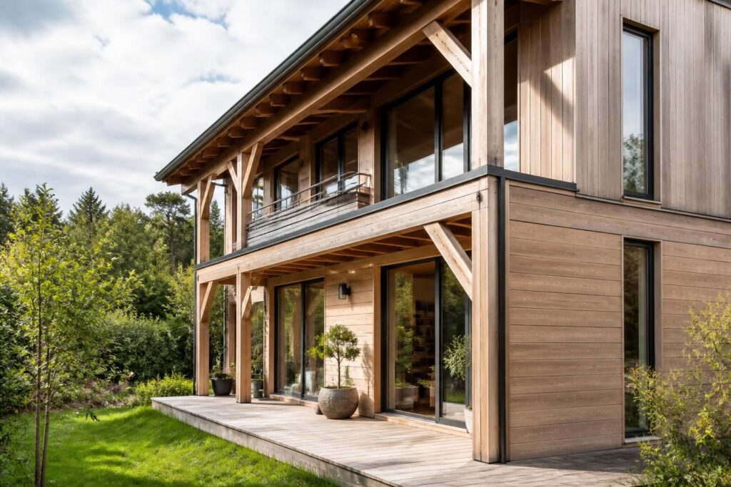 découvrez notre revêtement extérieur mural spécialement conçu pour les maisons et ossatures bois, alliant esthétisme et protection durable.