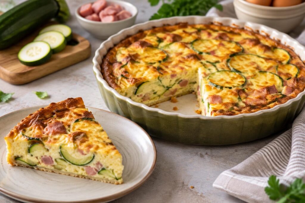 découvrez une quiche aux courgettes et au jambon sans pâte, facile et rapide à préparer, idéale pour un repas savoureux et équilibré.